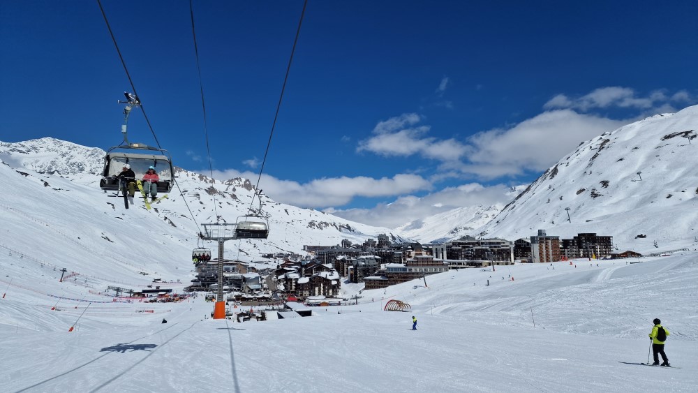 De pistes en het dorp Tignes Val Claret.